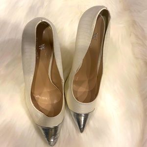Cream & Silver Pumps